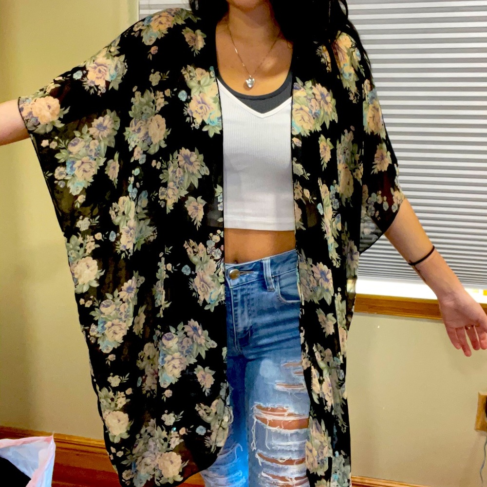 Flower print cardigan